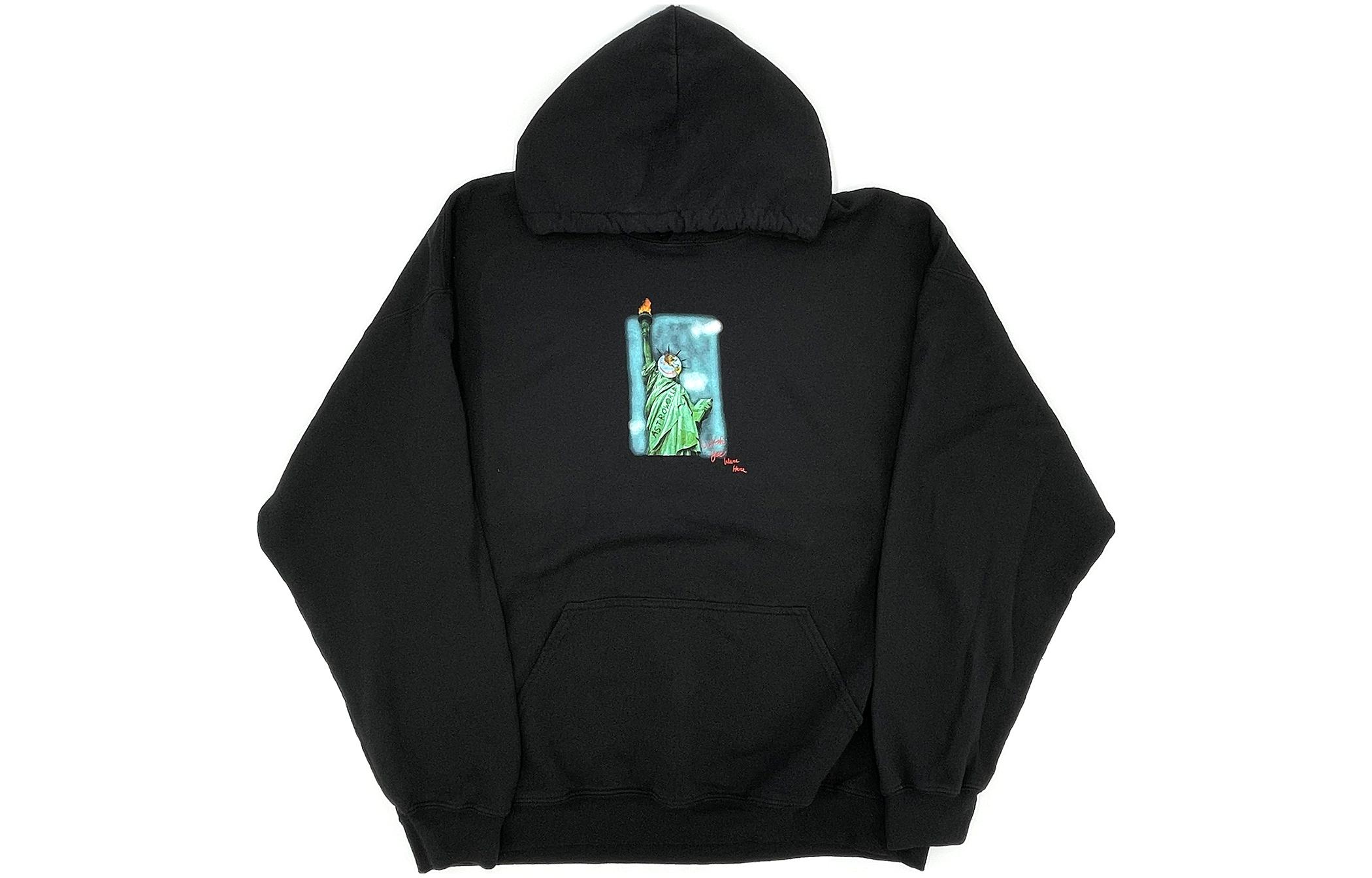 Travis Letter Loose Fit Hoodie Black Long Sleeve 93665-541