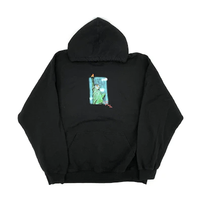 Travis Letter Loose Fit Hoodie Black Long Sleeve 93665-541