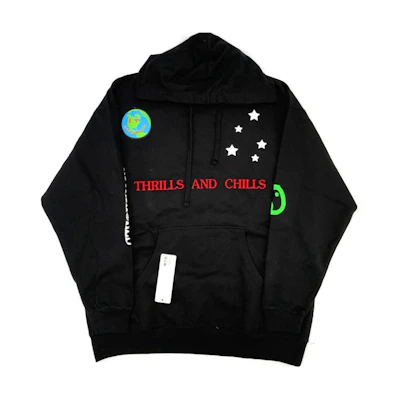 Travis Letter Print Hoodie Black Pullover Sweatshirt 83665-107