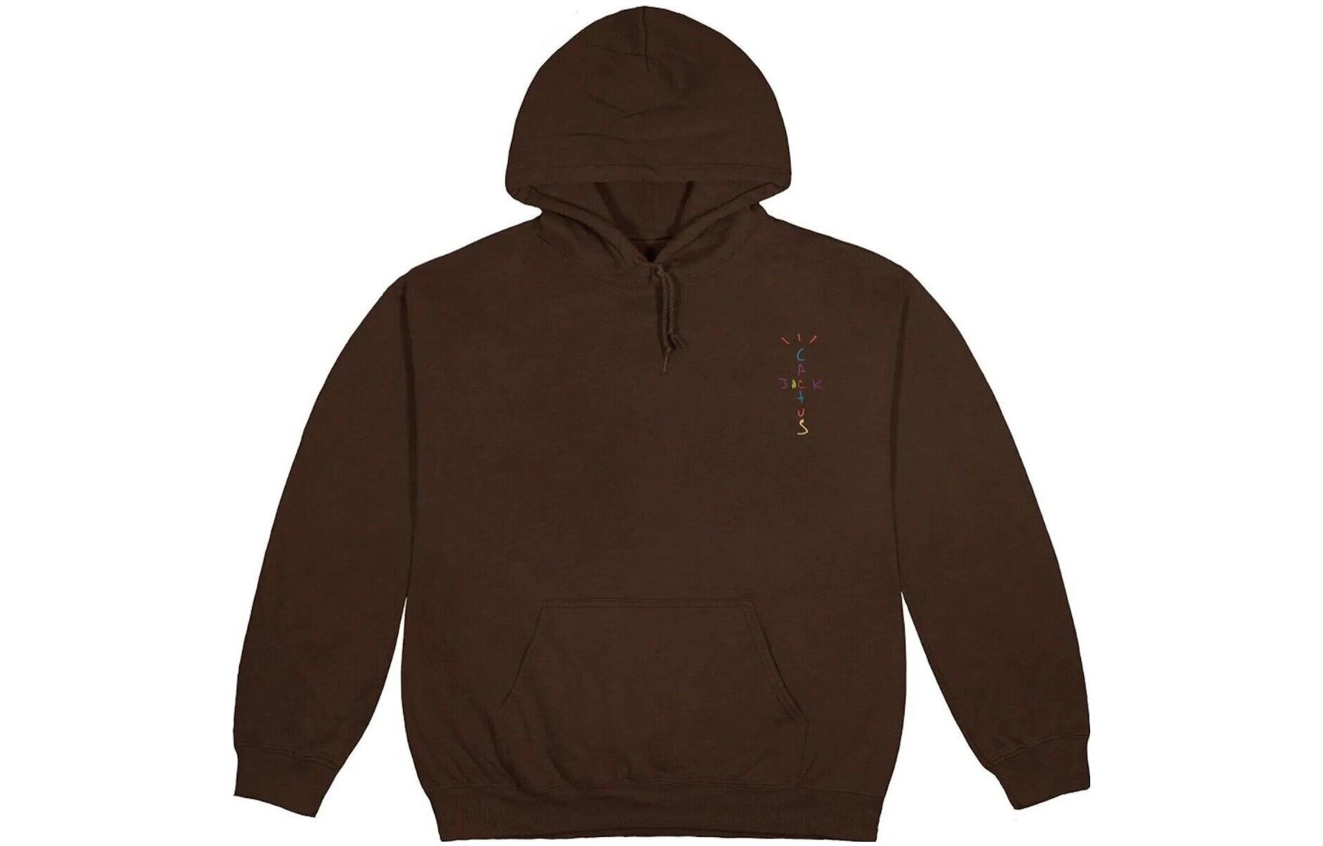 Travis Letter Print Hoodie Brown Long Sleeve Pullover CJMD-HS121
