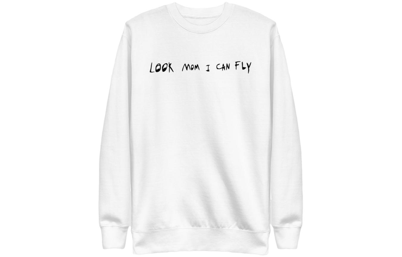 Travis Letter Print White Crewneck Pullover Sweatshirt Unisex Long Sleeve TC-619
