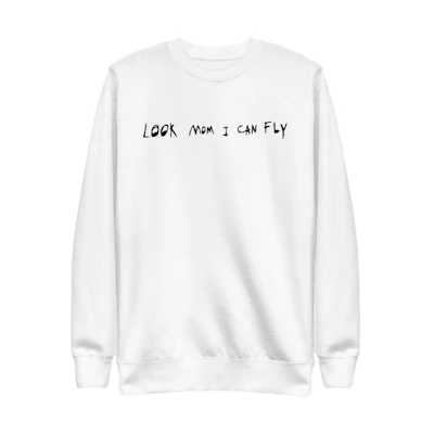 Travis Letter Print White Crewneck Pullover Sweatshirt Unisex Long Sleeve TC-619