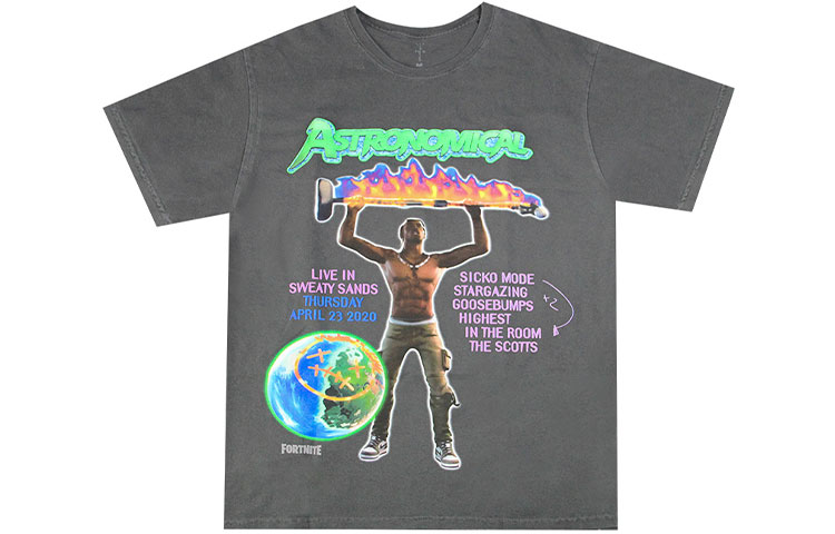 Travis Scott Logo Graphic Unisex Crewneck Short Sleeve T-Shirt. CJFN-SS11