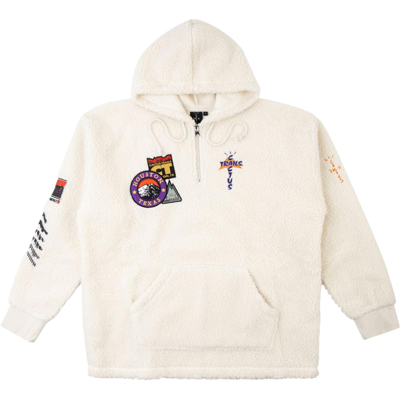 Travis Scott Patchwork Embroidered Sherpa Hoodie  Off-White. CJX23016