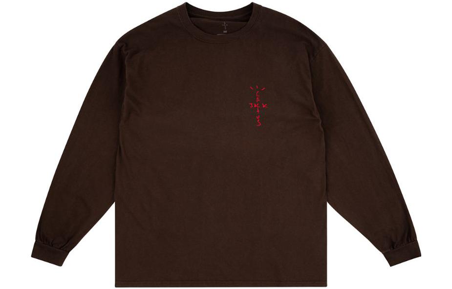 Travis Scott Plain Logo Patch Crewneck Long Sleeve Tee Shirt . CJMDLS68