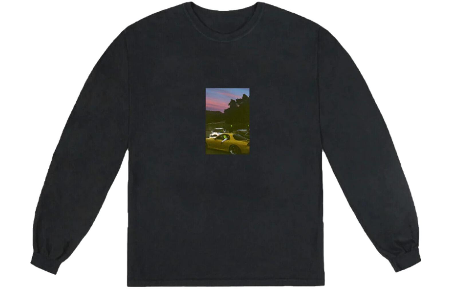 Travis Printed Crewneck Sweatshirt Black TSJB-LS21-BLACK