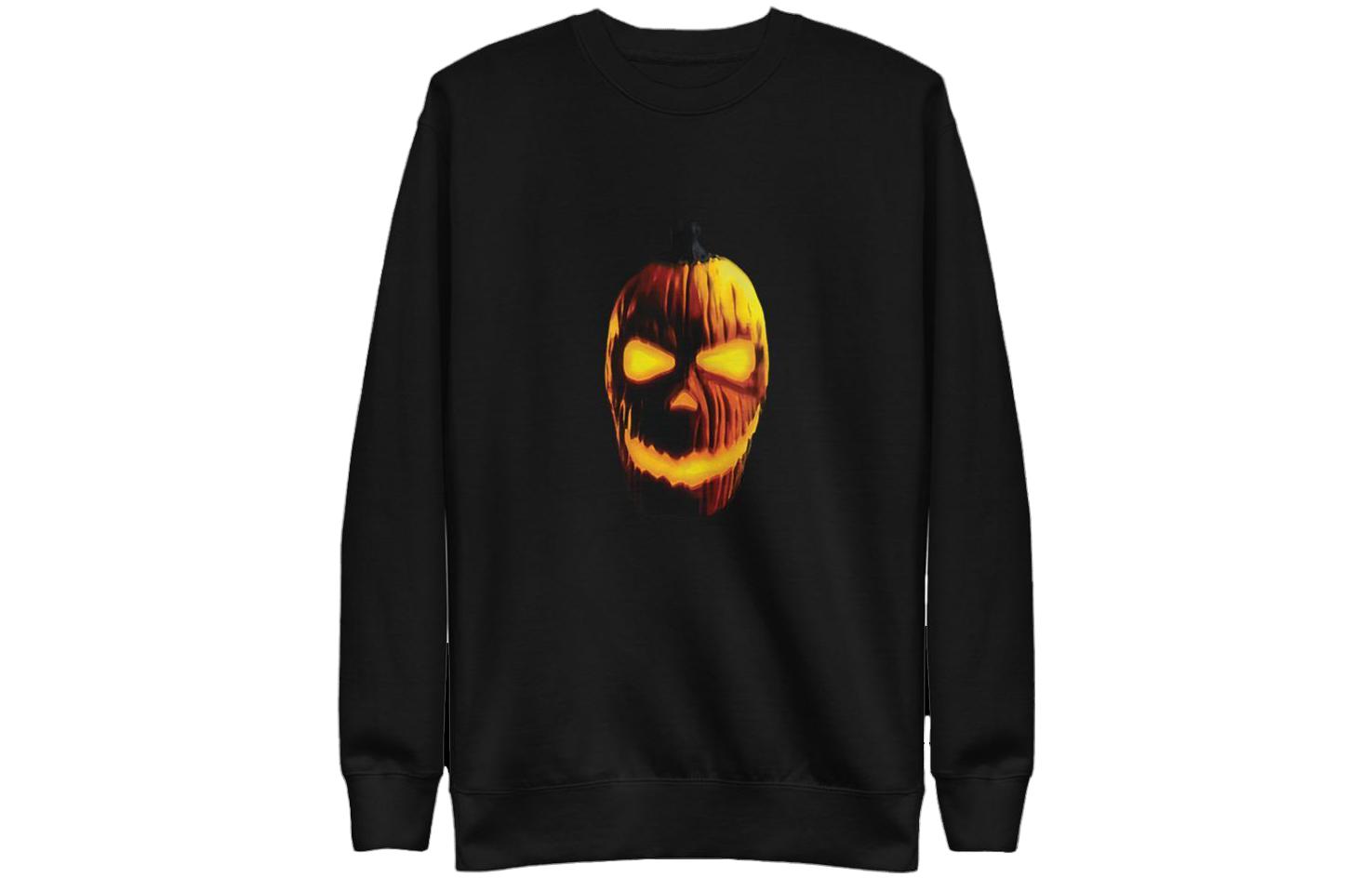 Travis Pumpkin Head Graphic Crewneck Sweatshirt Unisex Black TC-634