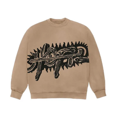 Travis SS23 UTOPIA Letter Print Crewneck Sweatshirt Khaki Unisex TSUT-BS13