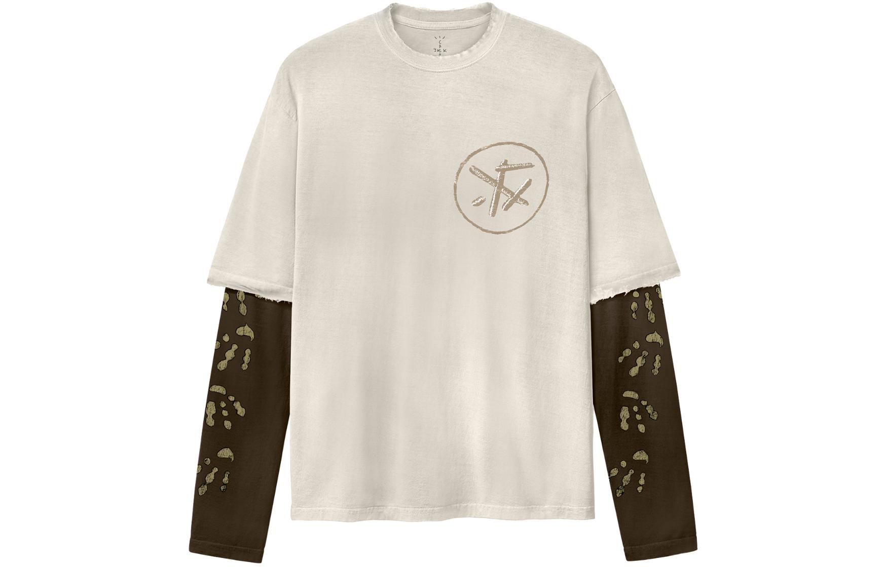 Order Travis Scott SS24 联名款卡其色长袖T恤 男女同款圆领上衣。 CJSS-SS02