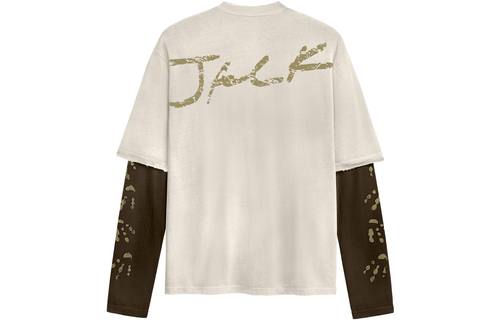 Lookbook Travis Scott SS24 联名款卡其色长袖T恤 男女同款圆领上衣。 CJSS-SS02