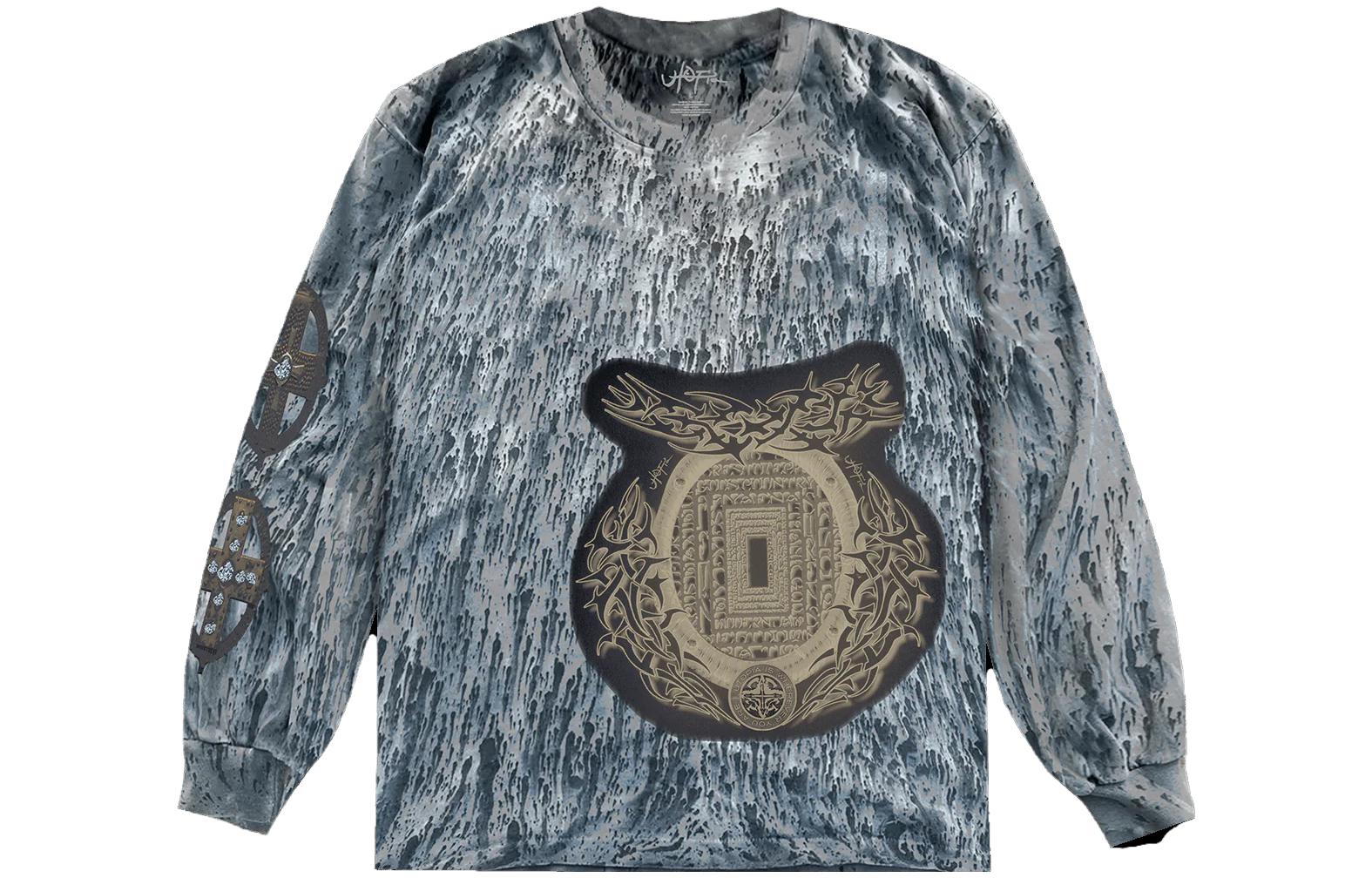 Travis Scott UTOPIA Exclusive Necklace Print Long Sleeve Tee Unisex Blue TSUT-LS22