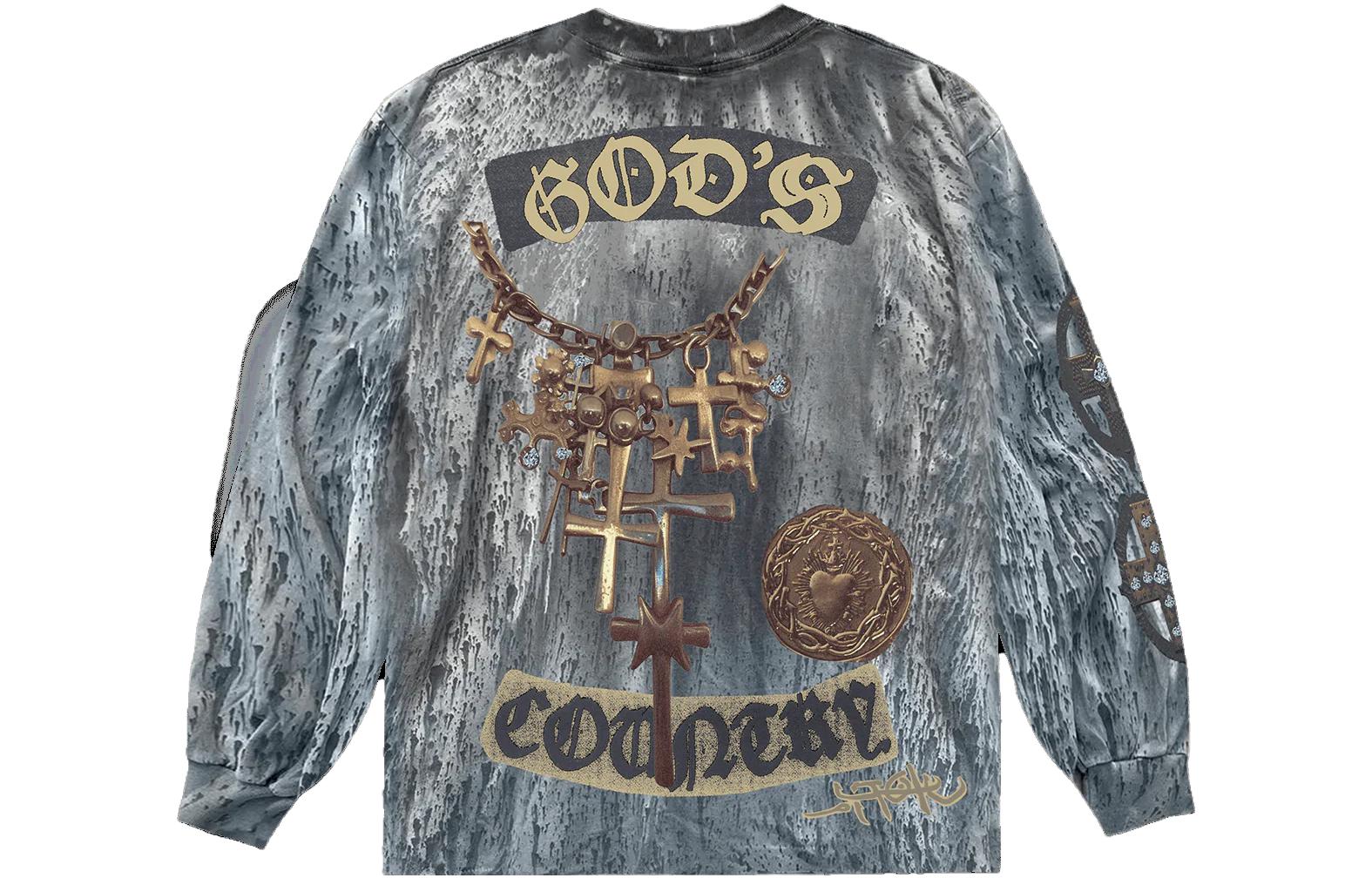 Lookbook Travis Scott UTOPIA独家项链印花长袖T恤 男女同款 蓝色 TSUT-LS22