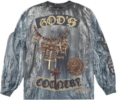 Travis Scott UTOPIA独家项链印花长袖T恤 男女同款 蓝色 TSUT-LS22 Lookbook Travis Scott UTOPIA独家项链印花长袖T恤 男女同款 蓝色 TSUT-LS22