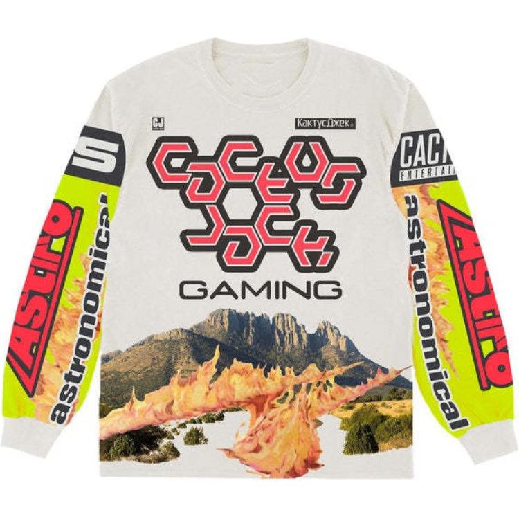 Travis White Landscape Print Crewneck Pullover Sweatshirt CJFN-LS47-WHITE