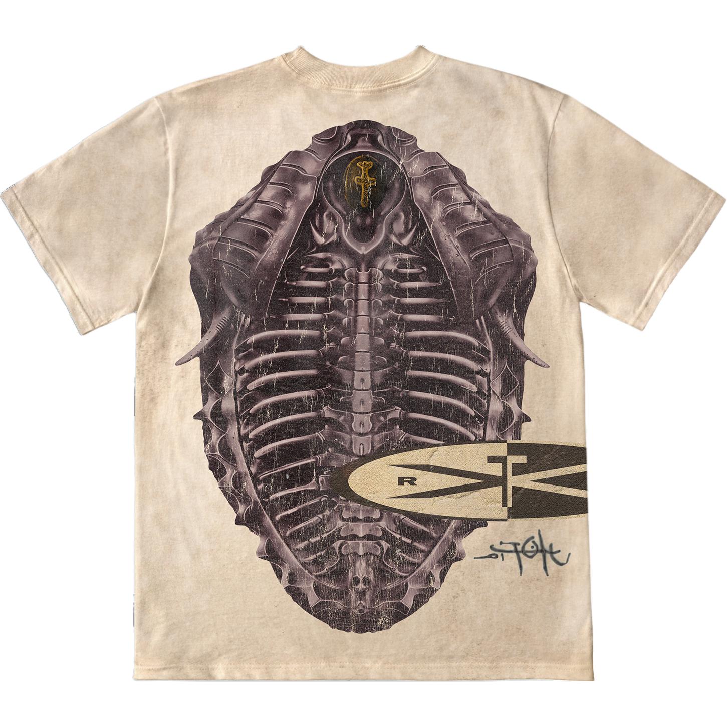 Lookbook Travis Scott x Air Jordan SS24 浅卡其色印花T恤 男女款. CJJJ-SS02