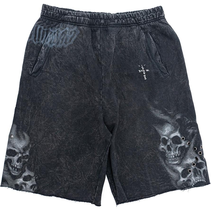 Travis Scott x Air Jordan SS24 Skull Graphic Cargo Shorts Unisex Black. CJJJ-BS05