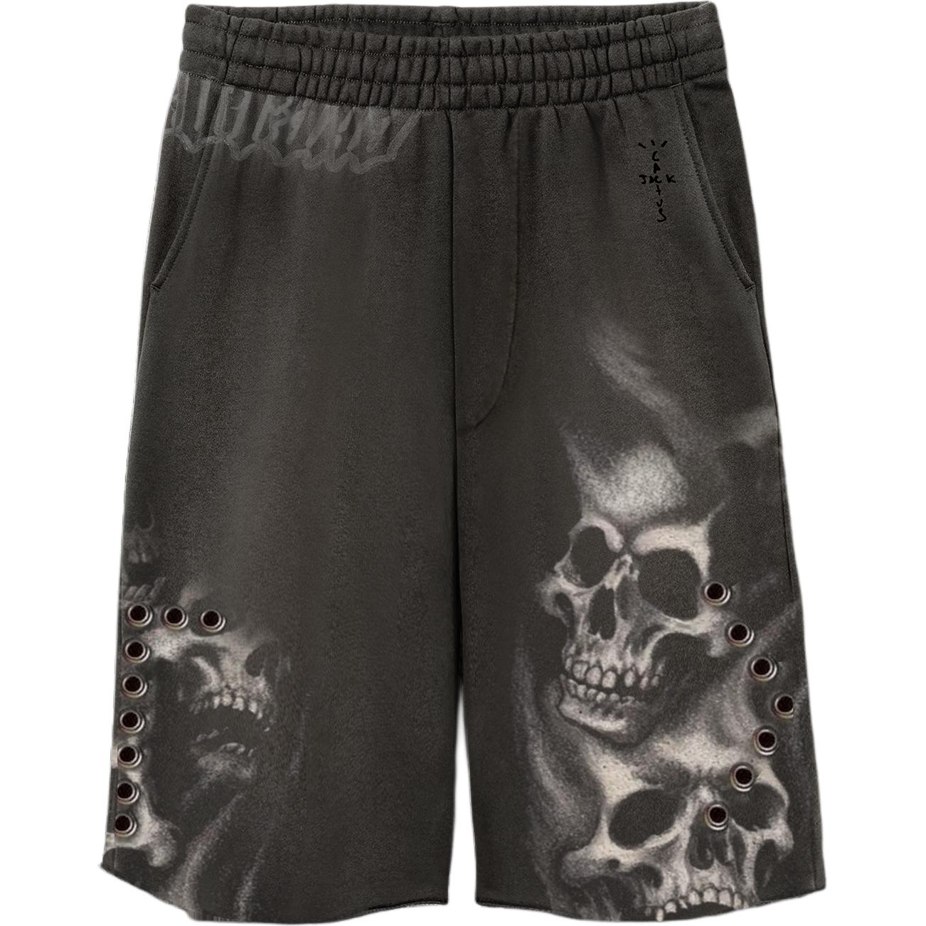 Order 트래비스 스캇 x 에어조던 SS24 스컬 그래픽 카고 반바지 유니섹스 블랙. CJJJ-BS05