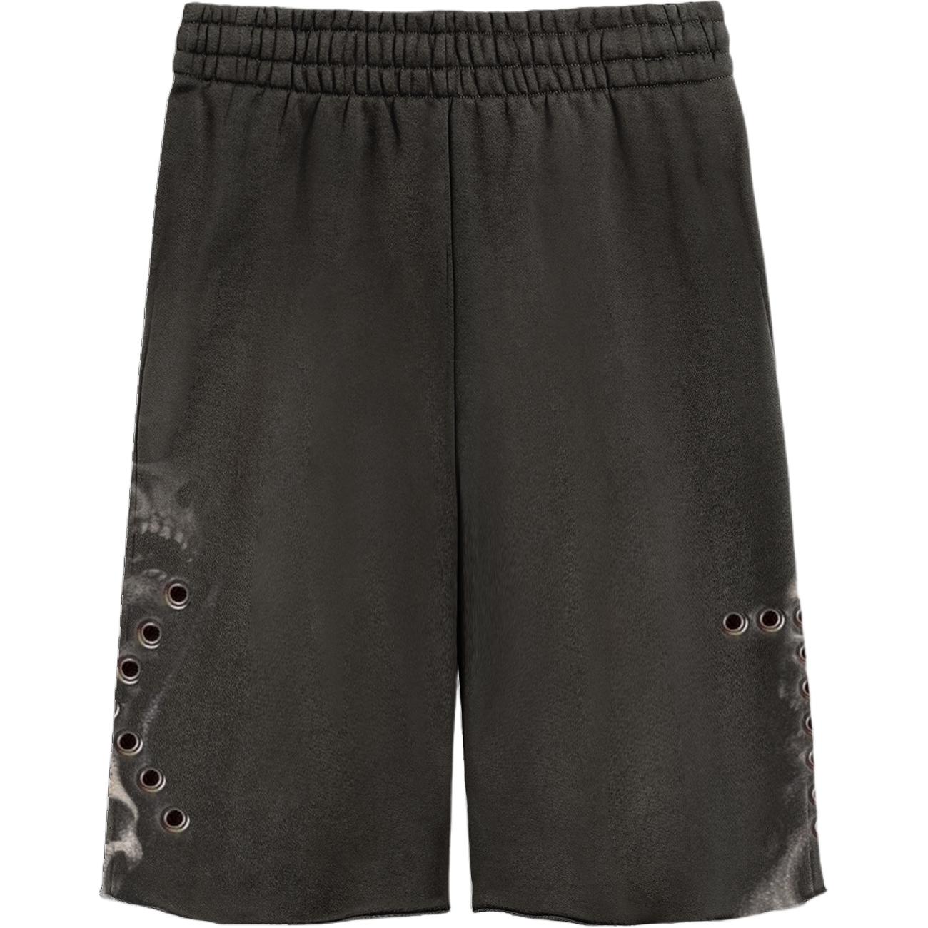 Lookbook 트래비스 스캇 x 에어조던 SS24 스컬 그래픽 카고 반바지 유니섹스 블랙. CJJJ-BS05