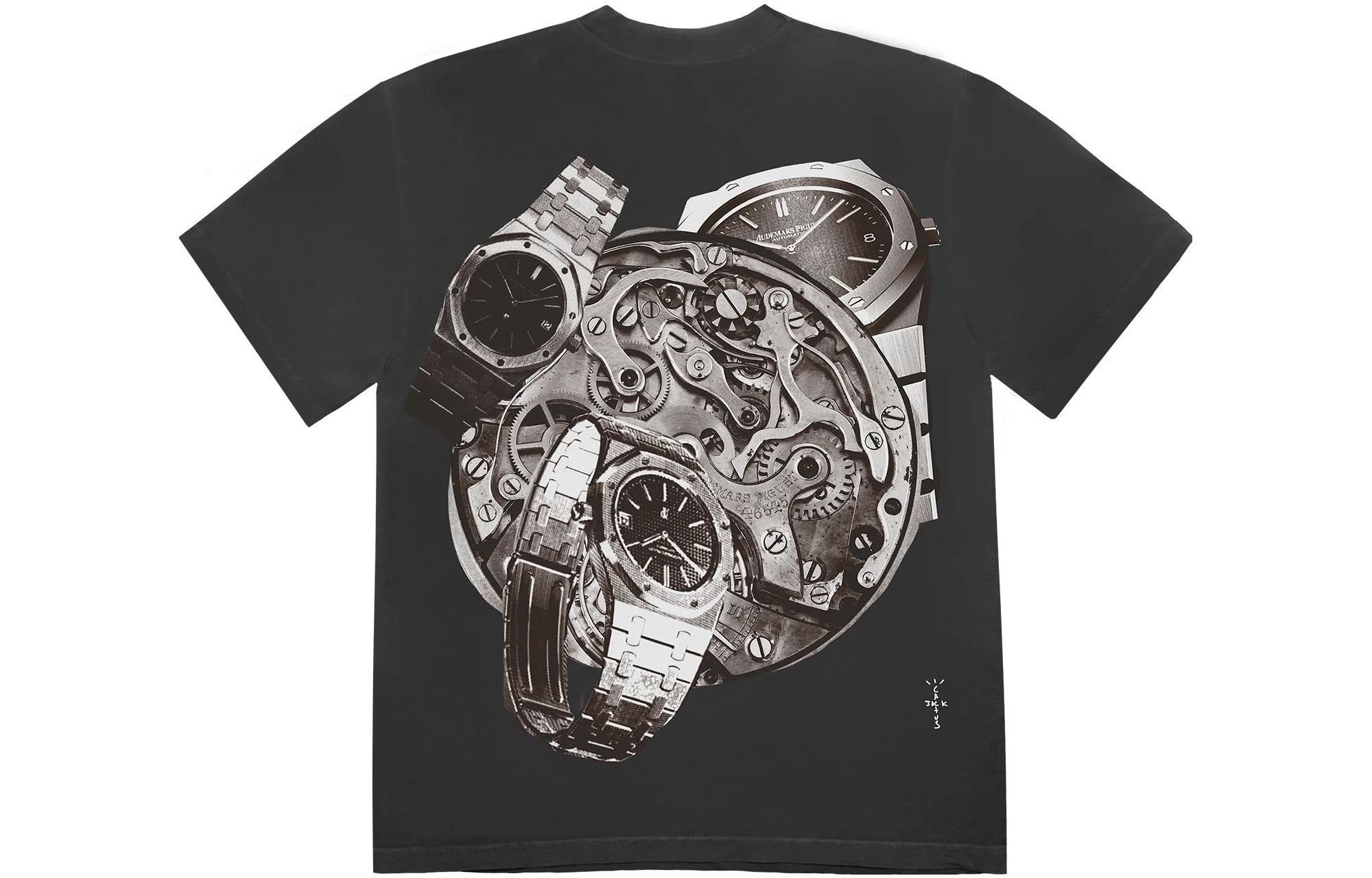 Lookbook Travis Scott 聯名 Audemars Piguet FW23 黑色圖案印花中性短袖 T 恤 CJAP-SS01