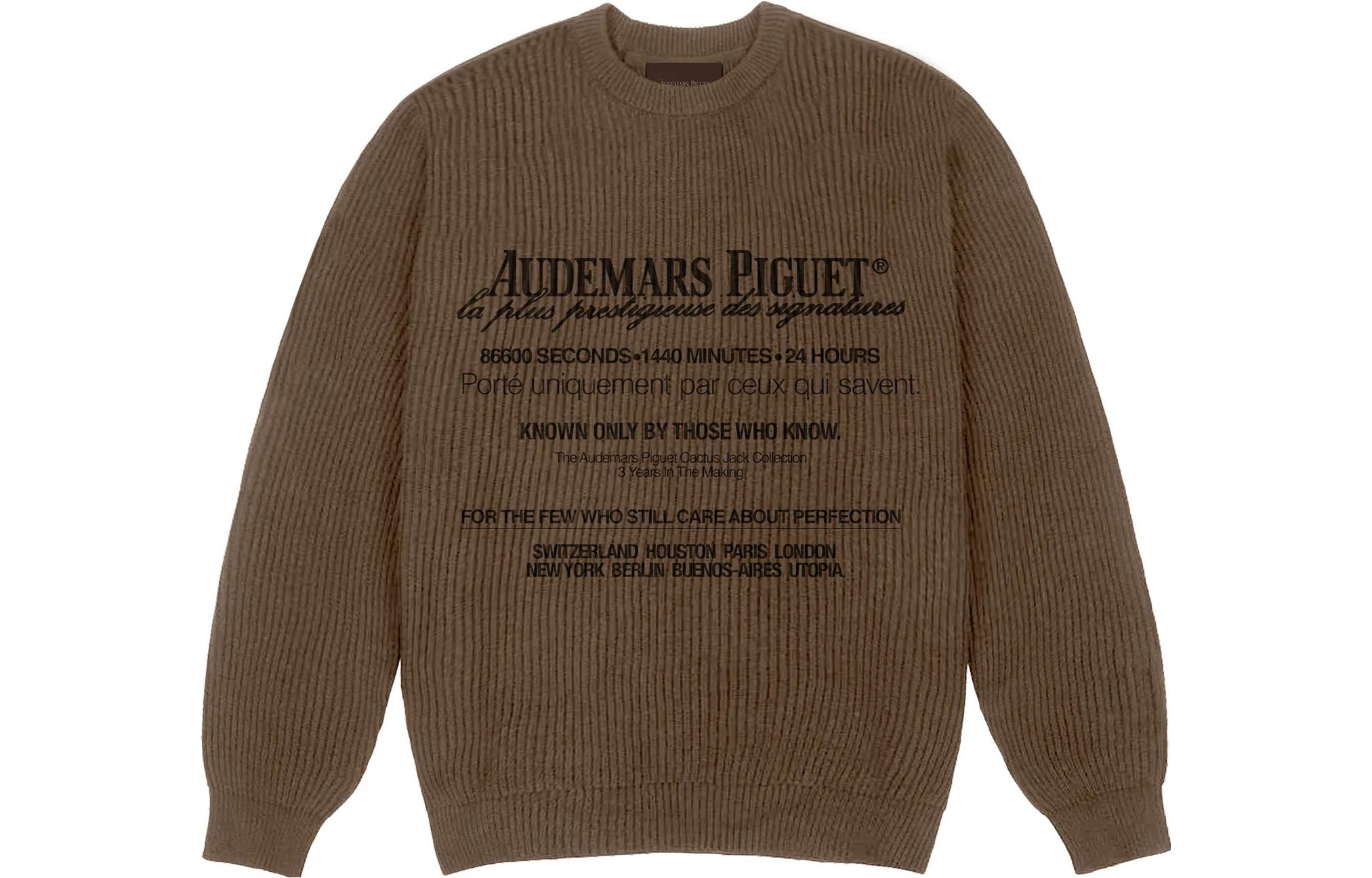 Travis Audemars Piguet FW23 Embroidered Brown Unisex Crewneck Sweatshirt CJAP-AT38