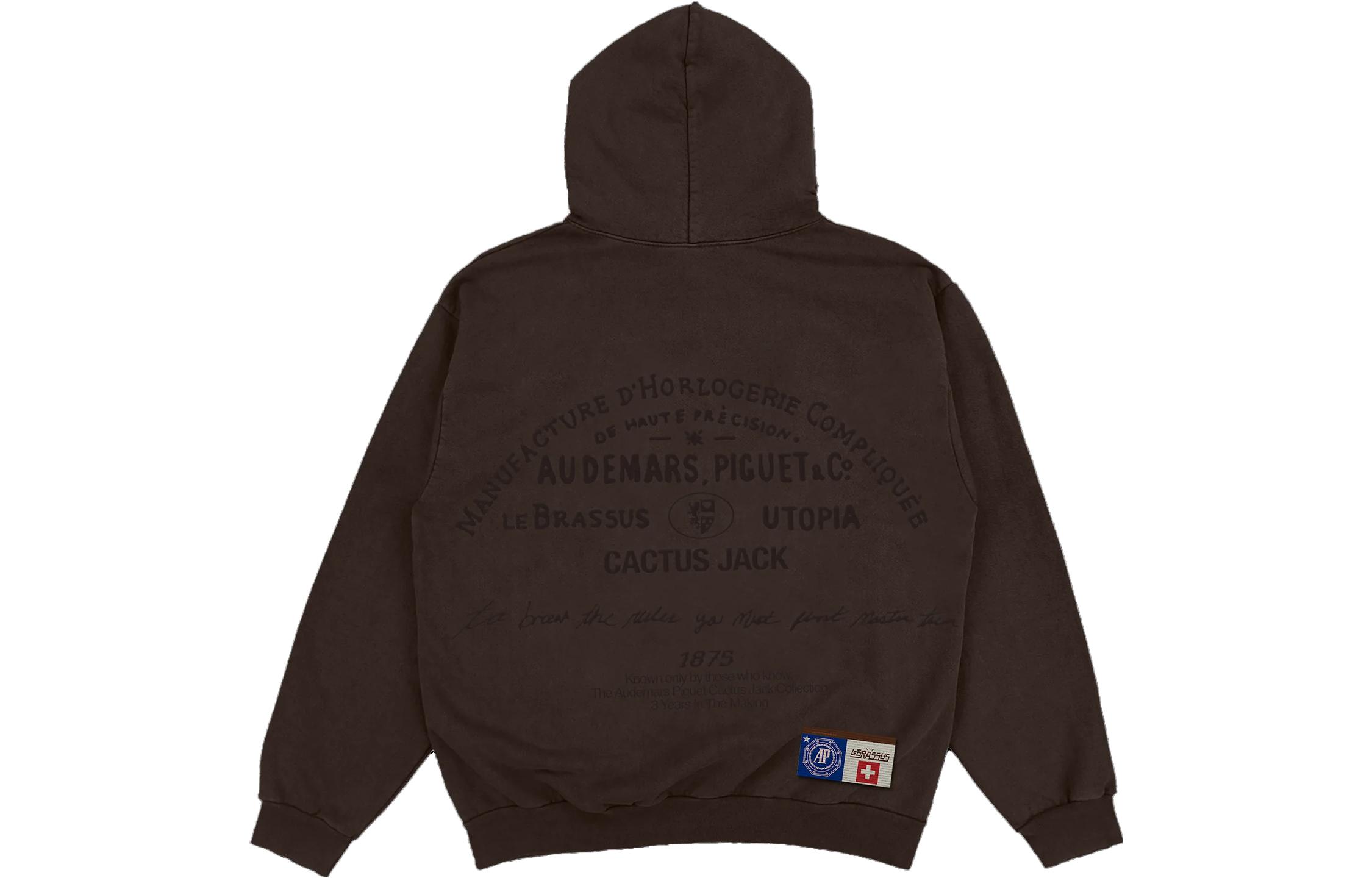 Lookbook Travis Scott x 爱彼 FW23 刺绣Logo连帽衫 男女同款棕色款式。 CJAP-HH12