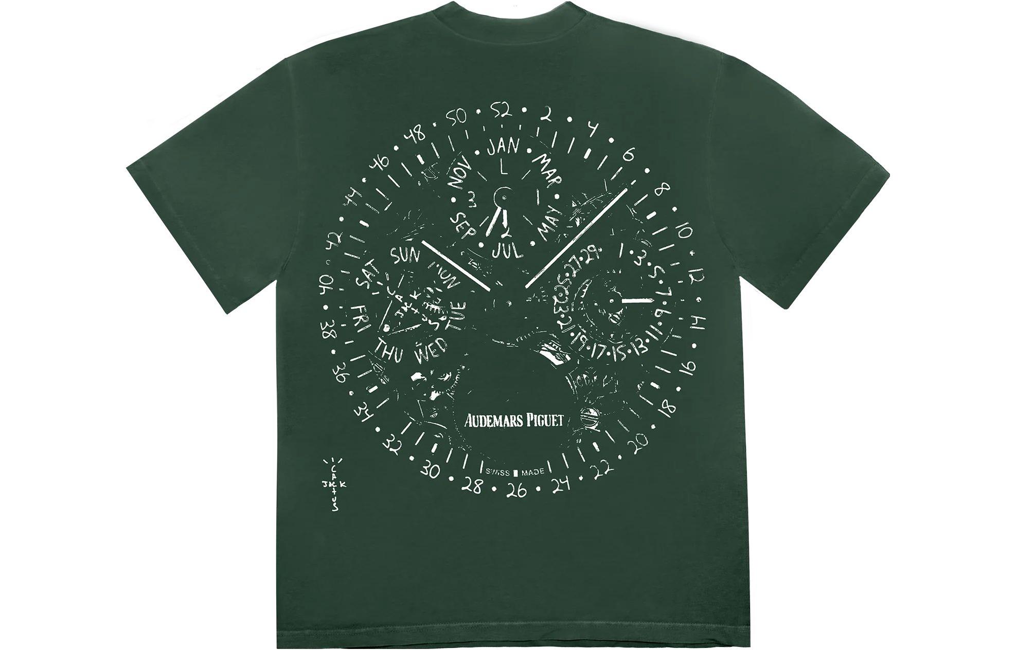 Lookbook トラヴィス・スコット x オーデマ・ピゲ FW23 ロゴ グラフィック グリーン ユニセックスTシャツ CJAP-SS05