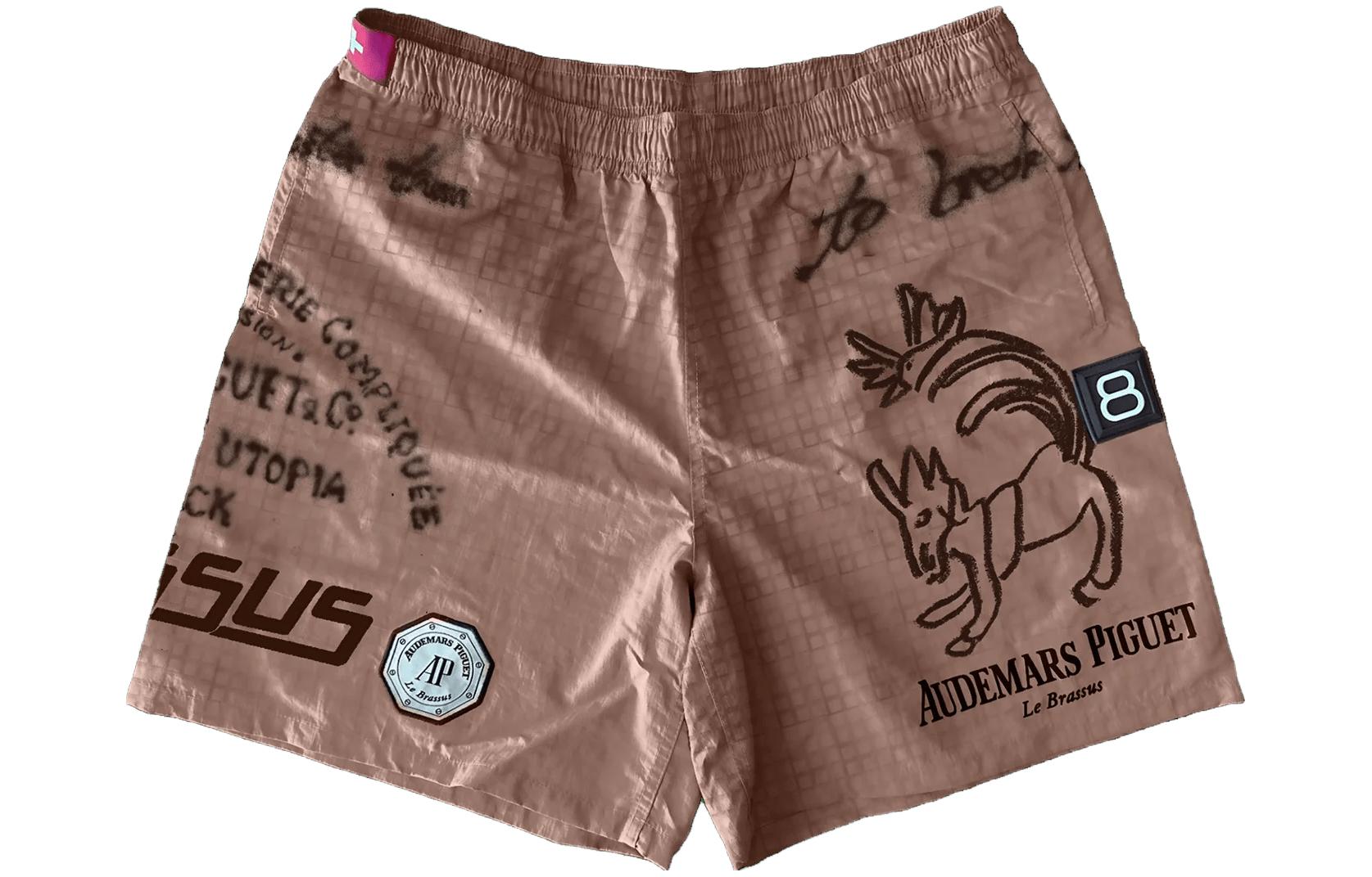 Travis Scott x Audemars Piguet FW23 Pink Logo Embroidered Casual Shorts Unisex. CJAP-PS19