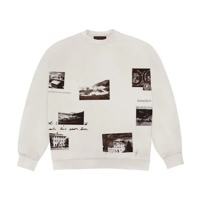 Travis Audemars Piguet FW23 Vintage Washed Embroidered Logo Crewneck White. CJAP-HC10