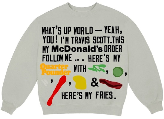 Travis Scott x CPFM 4 CJ Script Crewneck Sweatshirt Grey Buy Travis Scott x CPFM 4 CJ Script Crewneck Sweatshirt Grey