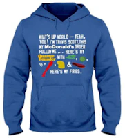 Travis Scott x CPFM 4 CJ Script Hoodie Blue Pullover Sweatshirt TC-436 Travis Scott x CPFM 4 CJ Script Hoodie Blue Pullover Sweatshirt TC-436