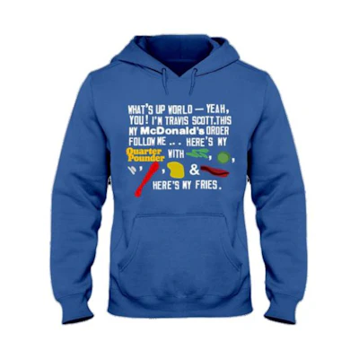 Travis CPFM 4 CJ Script Hoodie Blue Pullover Sweatshirt TC-436