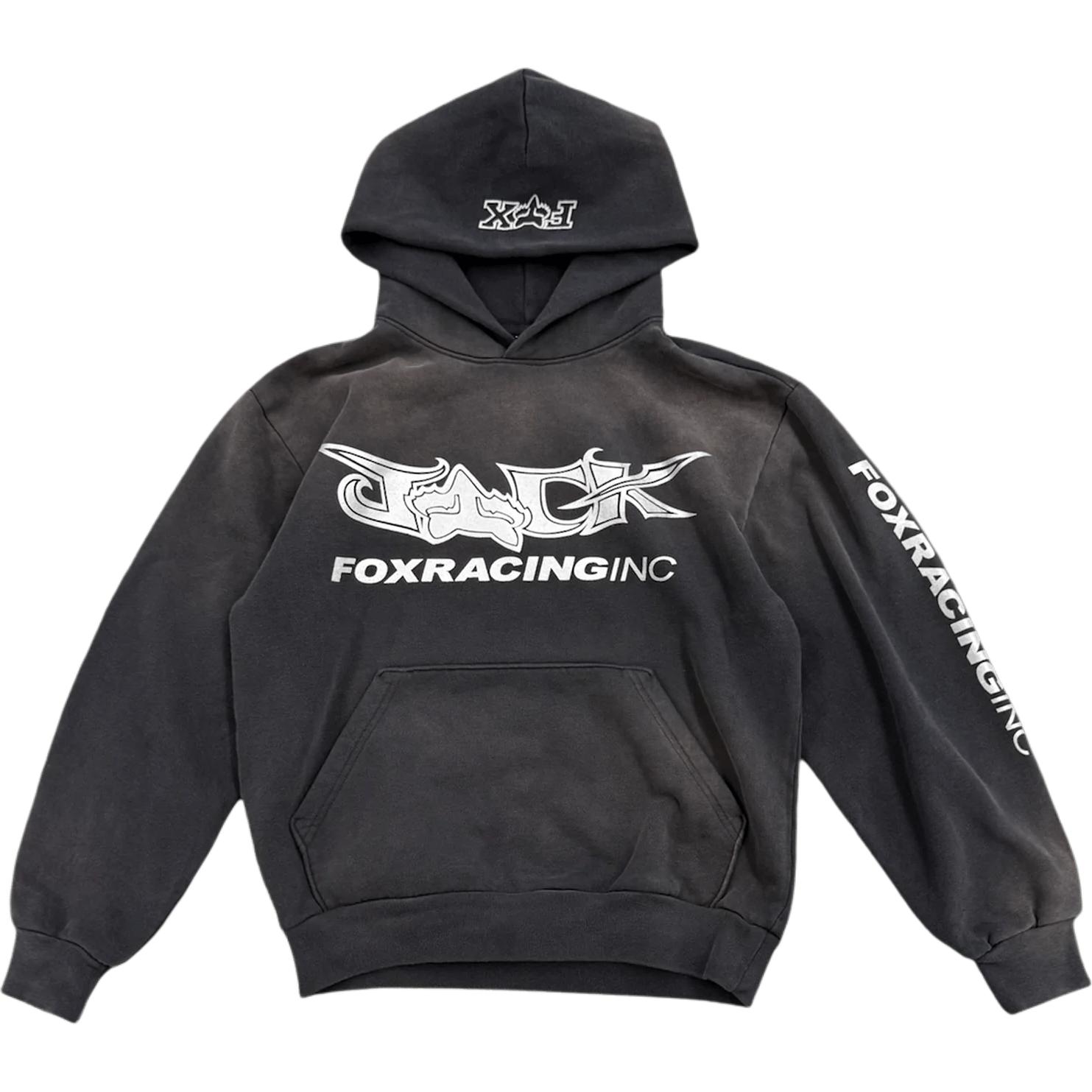 Travis FOX RACING FW24 Black Hoodie with English Logo Print Unisex ETCJ-FOX-HS01