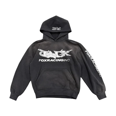 Travis FOX RACING FW24 Black Hoodie with English Logo Print Unisex ETCJ-FOX-HS01