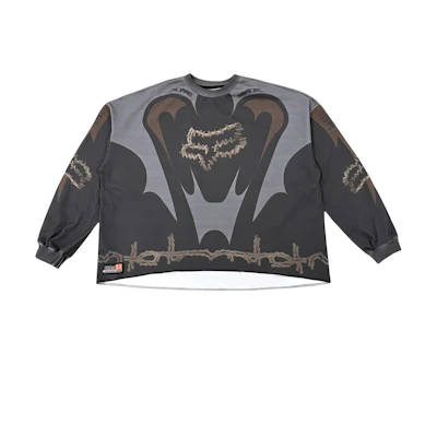 Travis FOX Racing FW24 Grey Logo Long Sleeve Racing Tee Unisex. ETCJ-FOX-MJ02