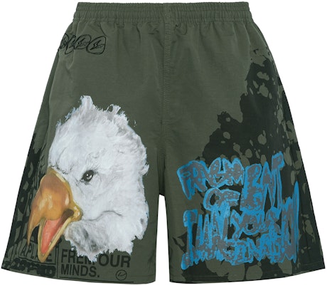 Travis Scott x Fragment Cactus Jack Eagle Logo Shorts Olive Green Pria. CJFN-SS32 Order Travis Scott x Fragment Cactus Jack Eagle Logo Shorts Olive Green Pria. CJFN-SS32