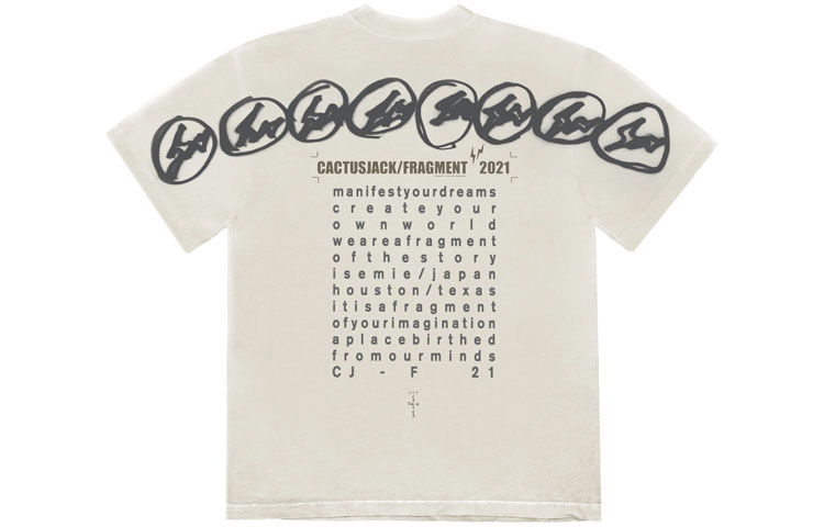 Lookbook Travis Scott x Fragment Cactus Jack 標誌圖案白色男士T恤 CJFM-SS03