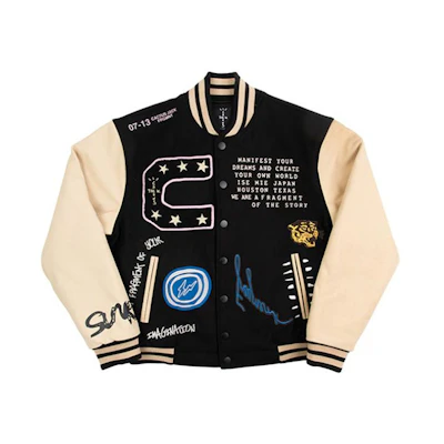Travis Fragment Cactus Jack Printed Baseball Jacket Black Unisex CJFN-SS20