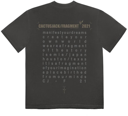 Travis Scott x Fragment Create T-shirt Washed Black Order Travis Scott x Fragment Create T-shirt Washed Black