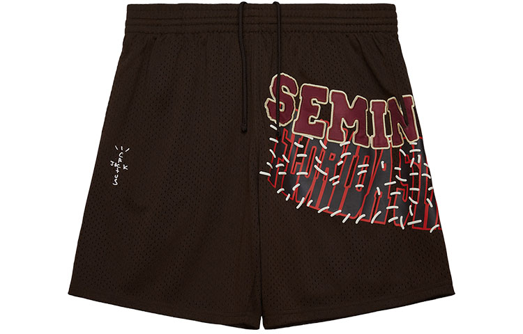 Travis Scott x Mitchell & Ness FSU Mesh Basketball Shorts Black Unisex SS24. BT9324-FSUBROW