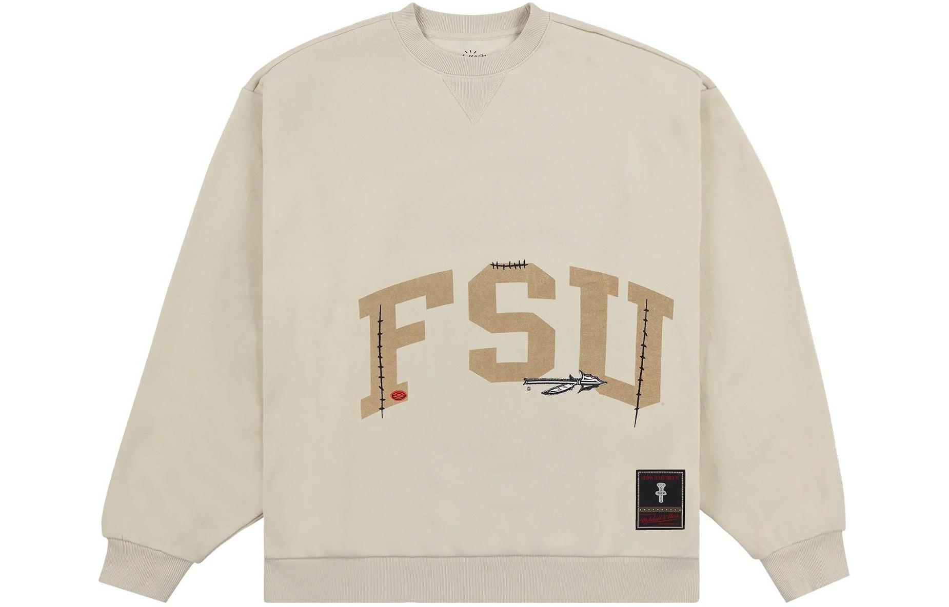 Travis Mitchell & Ness SS24 Florida State Logo Brown Crewneck Sweatshirt Unisex FC9327-FSUTAN1