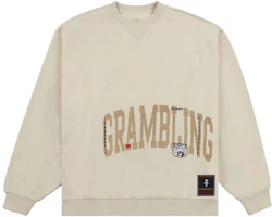 Travis Scott x Mitchell & Ness SS24 Grambling State Logo Brown Crewneck Sweatshirt FC9327-GSUTAN1 Travis Scott x Mitchell & Ness SS24 Grambling State Logo Brown Crewneck Sweatshirt FC9327-GSUTAN1