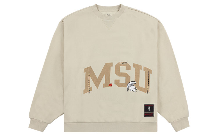 Travis Mitchell & Ness SS24 Michigan State Logo Brown Crewneck Sweater Unisex FC9327-MSUTAN1