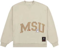 Travis Scott x Mitchell & Ness SS24 Michigan State Logo Brown Crewneck Sweater Unisex FC9327-MSUTAN1 Travis Scott x Mitchell & Ness SS24 Michigan State Logo Brown Crewneck Sweater Unisex FC9327-MSUTAN1