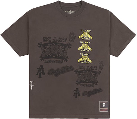 Travis Scott x Mitchell & Ness SS24 NC A&T 大學標誌棕色T恤 男女適穿。 SS9917-NCUBROW Buy Travis Scott x Mitchell & Ness SS24 NC A&T 大學標誌棕色T恤 男女適穿。 SS9917-NCUBROW