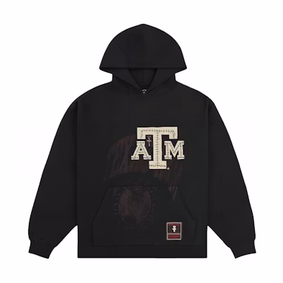 Travis Mitchell & Ness SS24 Texas A&M Logo Hoodie Black Unisex Pullover TH9326-TAMBLCK