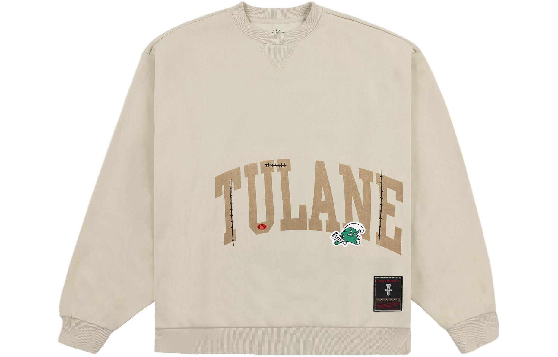 Travis Mitchell & Ness SS24 Tulane University Brown Crewneck Sweatshirt FC9921-TUUTAN1