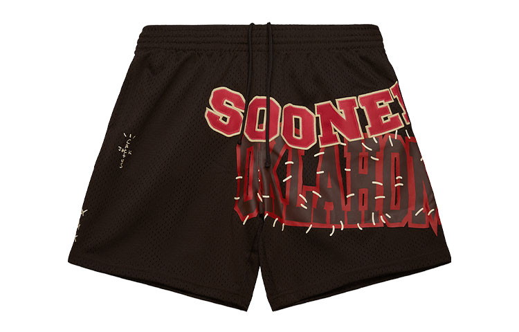 Travis Scott x Mitchell & Ness SS24 University of Oklahoma Brown Shorts Unisex. BT9324-UOKBROW