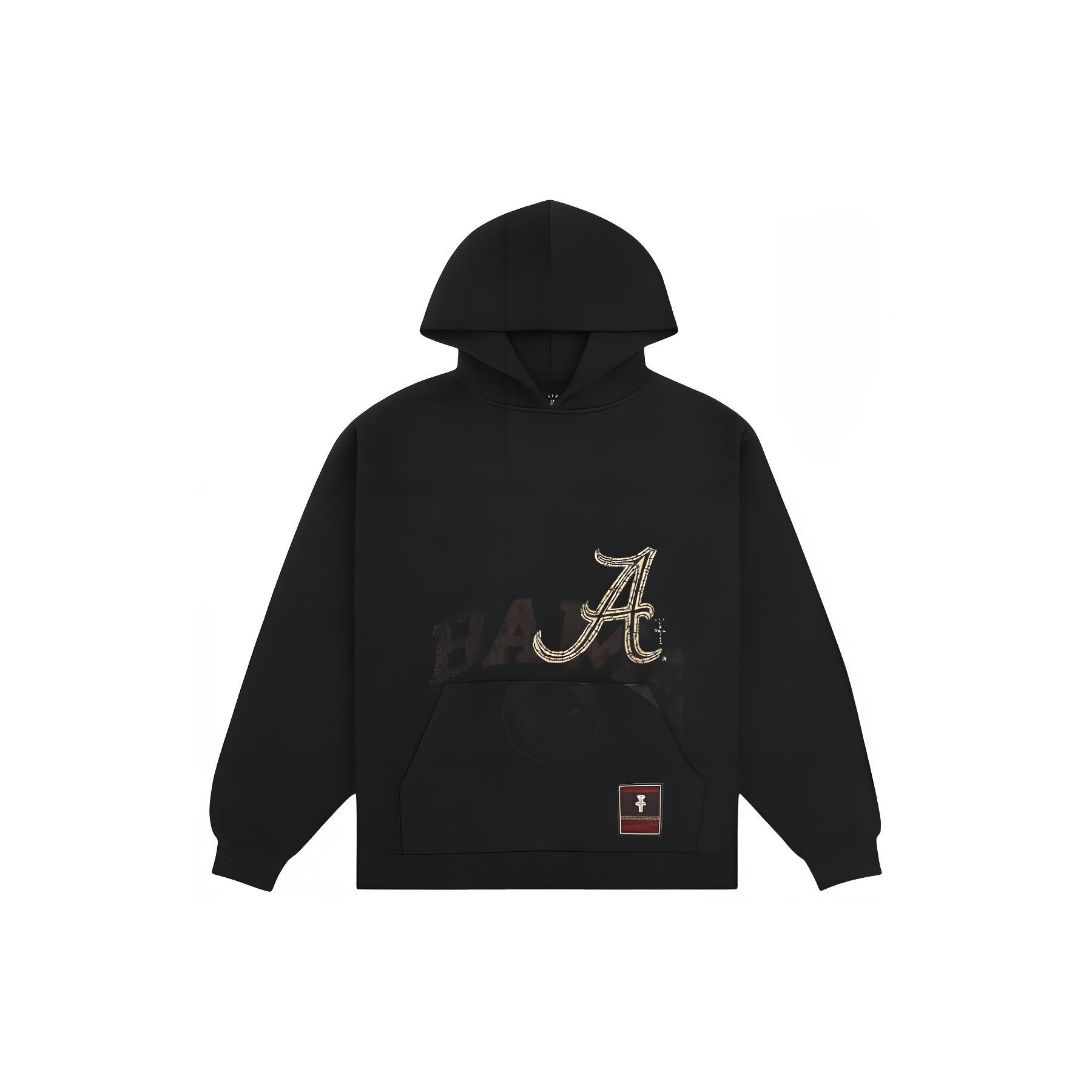 Travis Mitchell & Ness SS24 University of Alabama Logo Hoodie Black Unisex TH9326-BAMBLCK