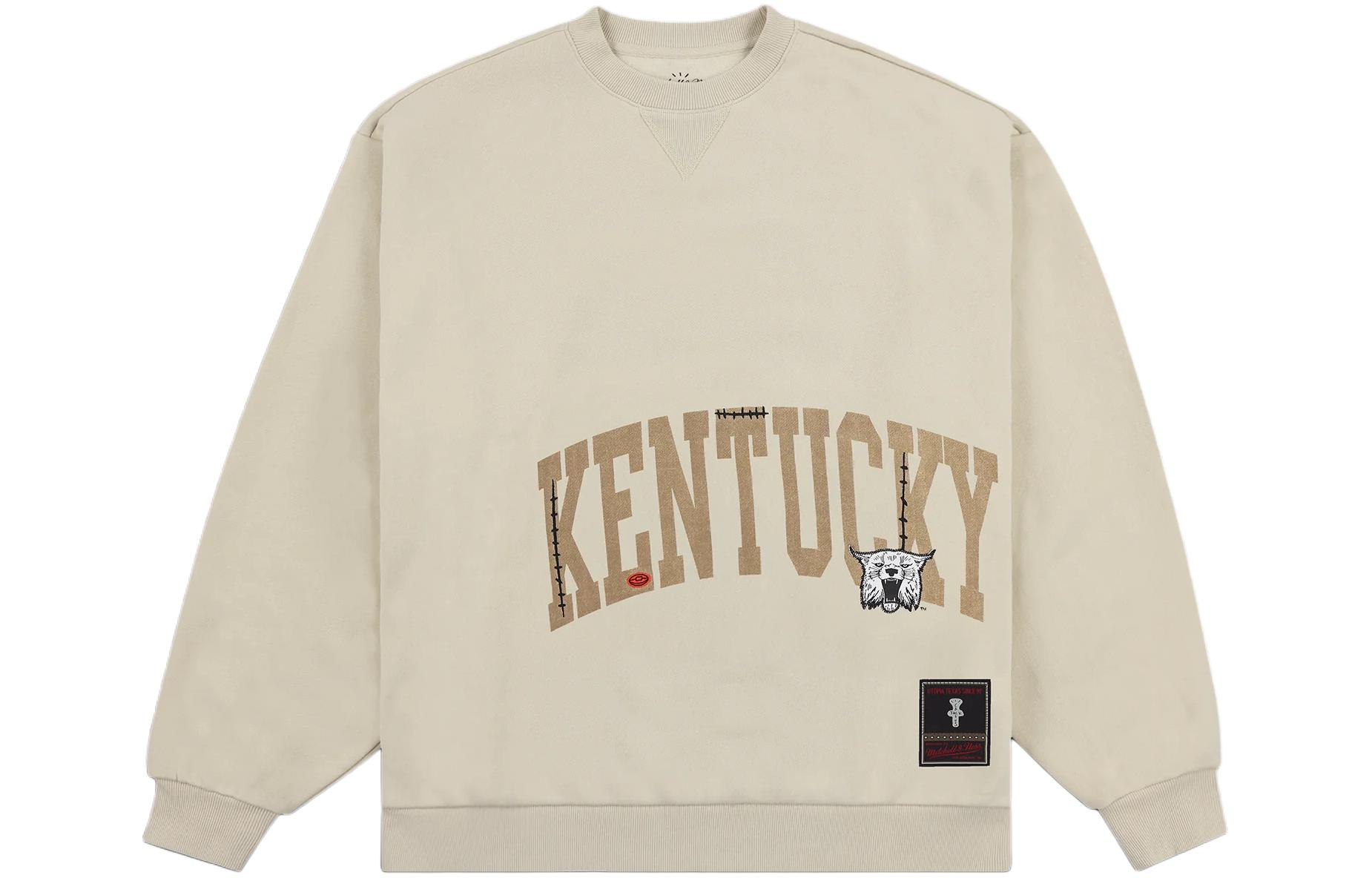 Travis Mitchell & Ness SS24 University of Kentucky Brown Crewneck Sweatshirt FC9327-UKTTAN1