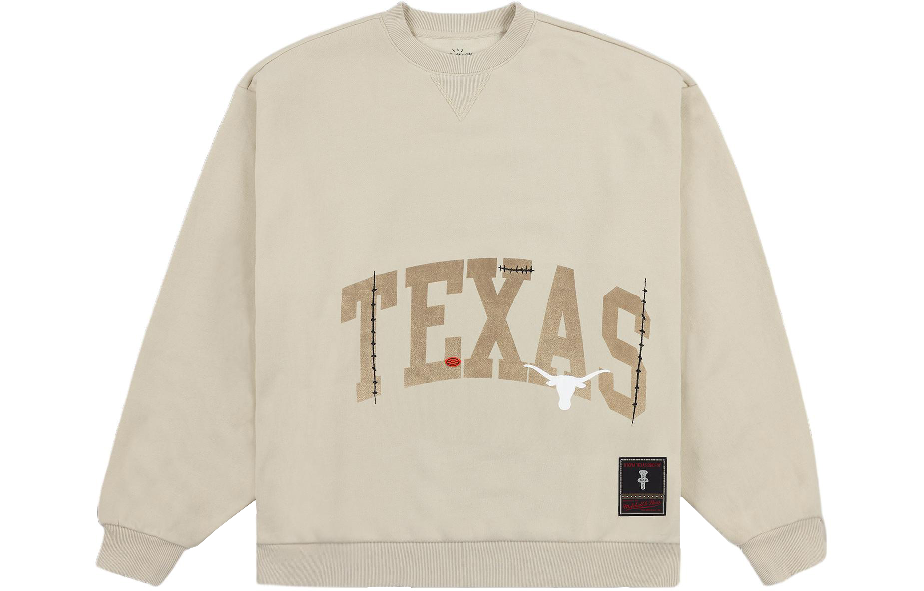 Travis Mitchell & Ness SS24 University of Texas Brown Crewneck Sweater FC9327-UTATAN1
